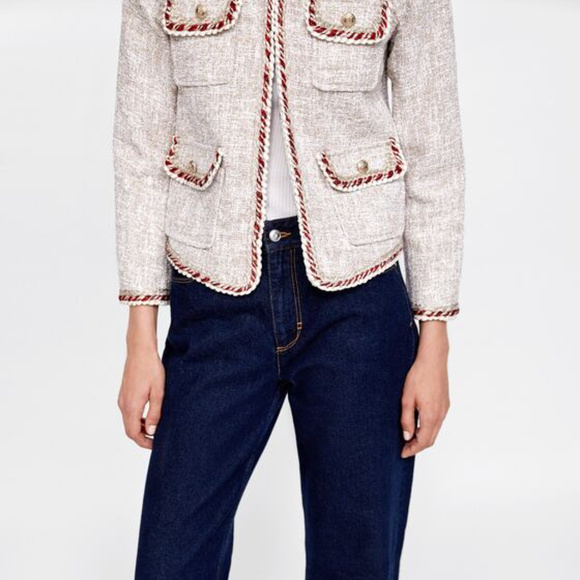 [SOLD]NWT Zara Size S Tweed Blazer Trims - Picture 3 of 8